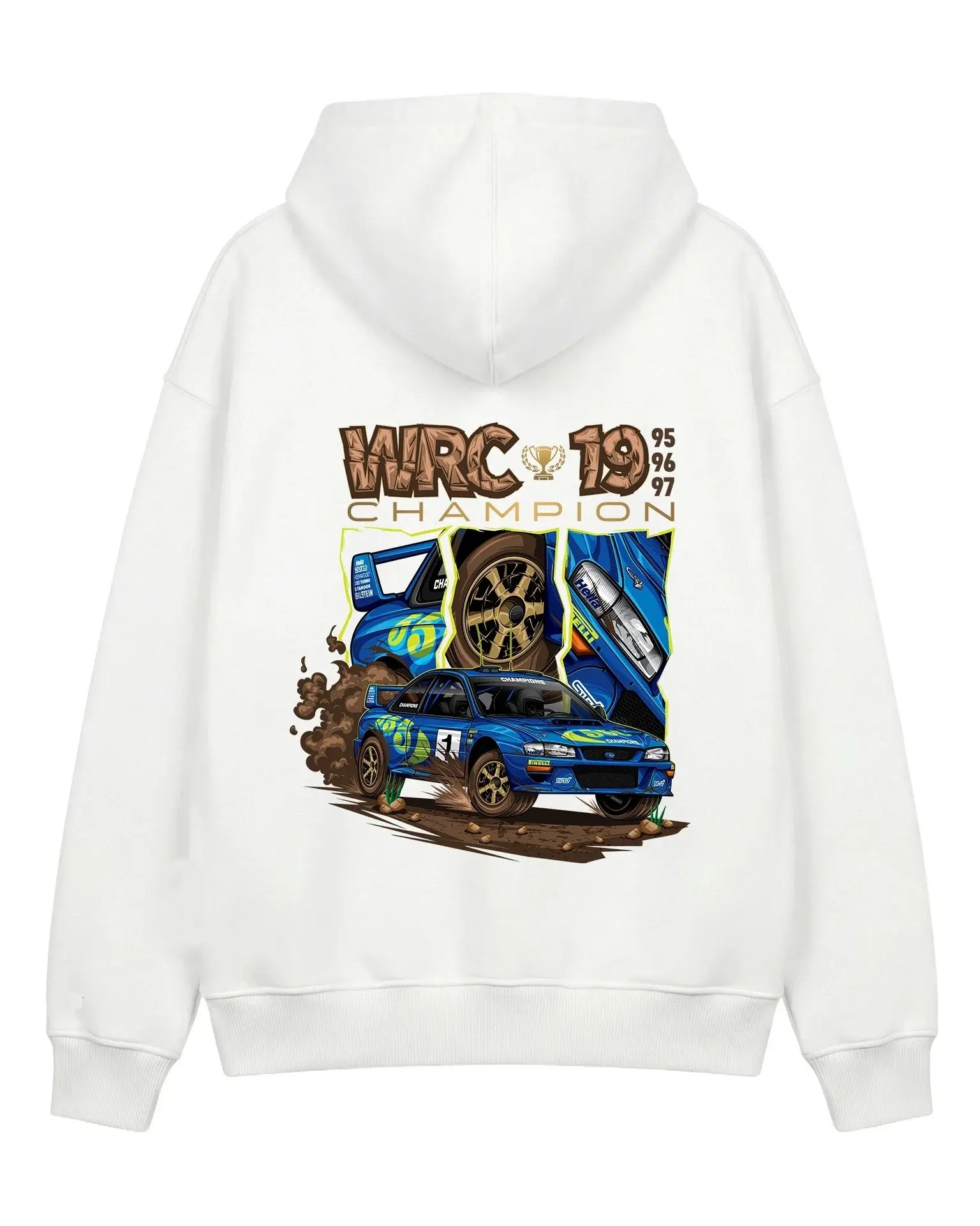 Rally Champions WRC Subaru Impreza WRX STI Car Graphics T-shirt Sweatshirt Hoodie 2 Sided Gift for Car Lovers Streetwear Tee