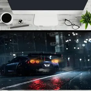 Racing Night Car Design Mouse Pad, 1 Count Large Gaming Mouse Pad, Non-slip Rubber Base Stitched Edge Desk Pad for Laptop Desktop, Mousepad