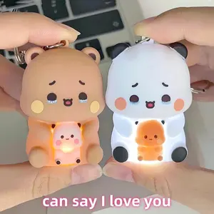 New Can Say I Love You Bubu And Yier Voice Toys Cute Cartoon Panda Bubu And Dudu Key Chain Backpack Pendant Couple Gifts