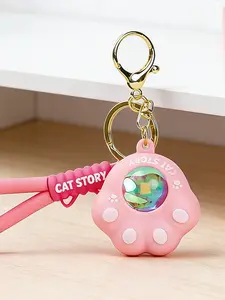 Cute Cat Paw Atmosphere Lamp, Sunset Light, Cartoon Backpack Hanging Decoration, Small Gift Stylish Keychain Stress Relief Toy, Trendy Cute Keychain