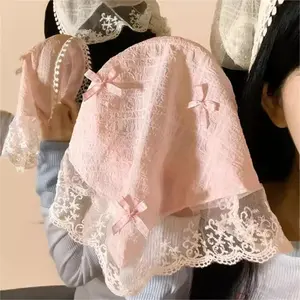 French Retro Pastoral Lace Bow Headband for Women, Elegant Boho Hair Scarf Headwrap, Perfect for Thanksgiving, Independence Day, Easter, Outdoor Vacation, Party, Beach & Casual Wear