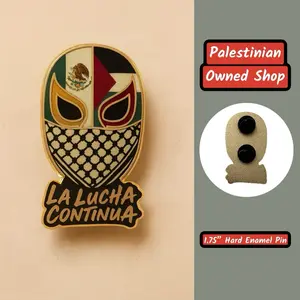 La Lucha Continúa Enamel Pin – Mexican & Palestinian Luchador Mask