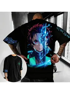 Devil Killer Men's T-shirt 2026 Summer New Kamado Tanjirou Anime Printed Harajuku Large Y2K Casual Loose Top