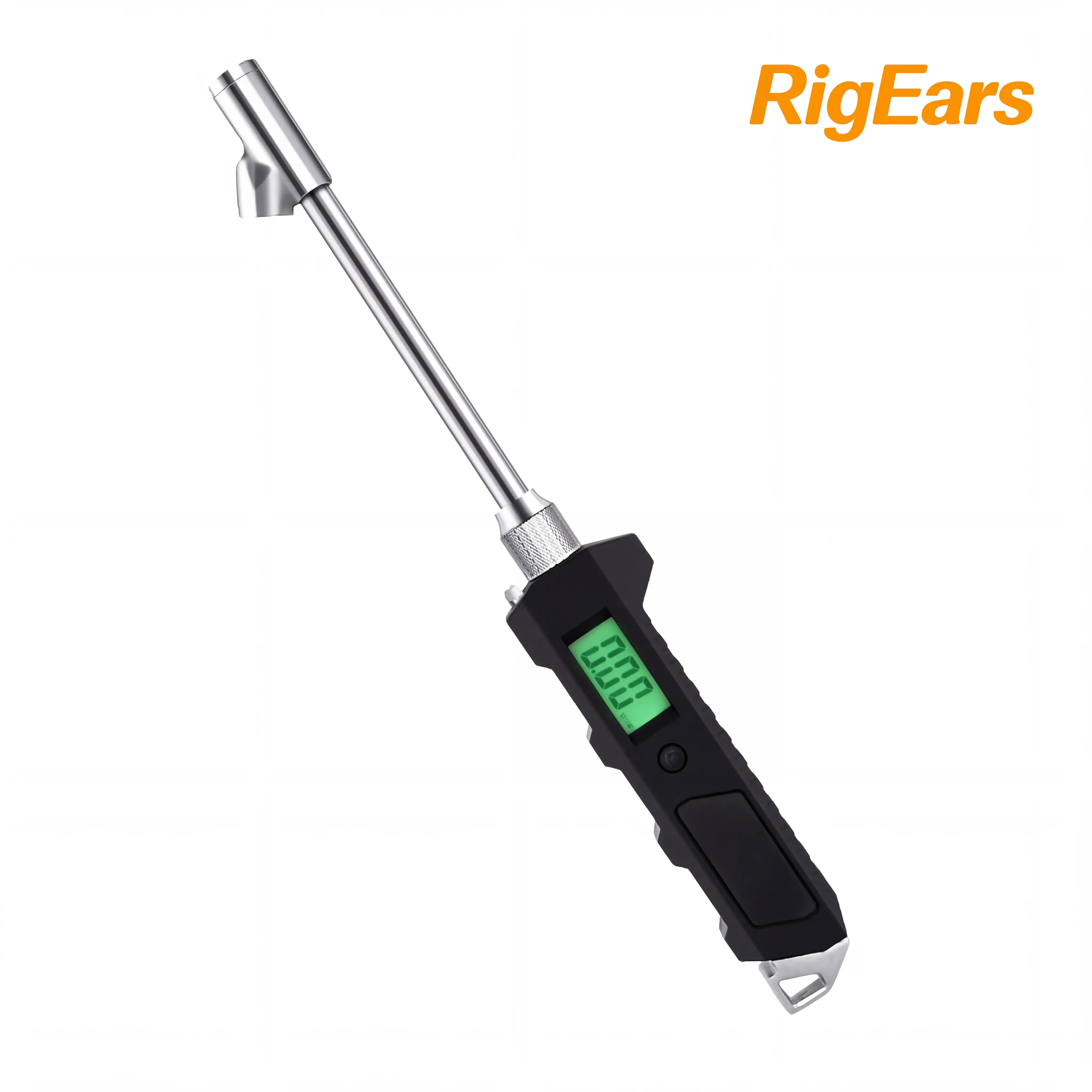 RigEars Digital Tire Pressure Monitor - 230 PSI Stainless Steel Double-Head Tester, Backlit LCD, for Cars, Trucks, Emergency & Daily Maintenance