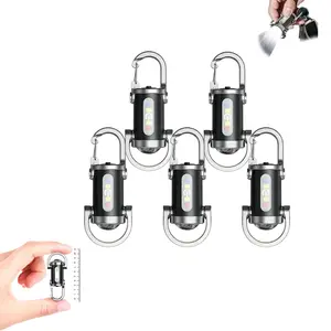 5-Pack Rechargeable Keychain Flashlight, Multifunctional Flashlight, 800 Lumens Edc Mini Torch, COB Work Light with 7 Lighting Modes, Ideal for Walking, Searching, Hiking