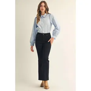 Jodifl Blue Scalloped Collar Button Down Shirt