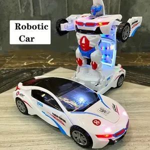 Transforming Robot Car Toy with Auto Obstacle Avoidance Lights and Music, Perfect Birthday and Christmas Gift for Kids over 3, Requires 3 Aa Batteries