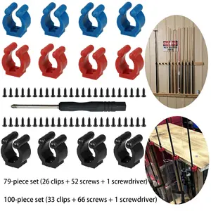 Fishing Rod Clips, Wall Mounted Fishing Rod Holders, Billiards Snooker Cue Locating Clip Holder, for Fishing-Rods Billiards Cues Storage Rack