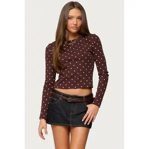 Daliya Polka Dot Long Sleeve Top