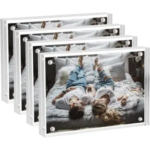 Magnetic Acrylic Transparent Photo Frame Rectangle, Multi-Size for Displaying Couples' Photos at Different Stages, Ideal for Wall Decoration