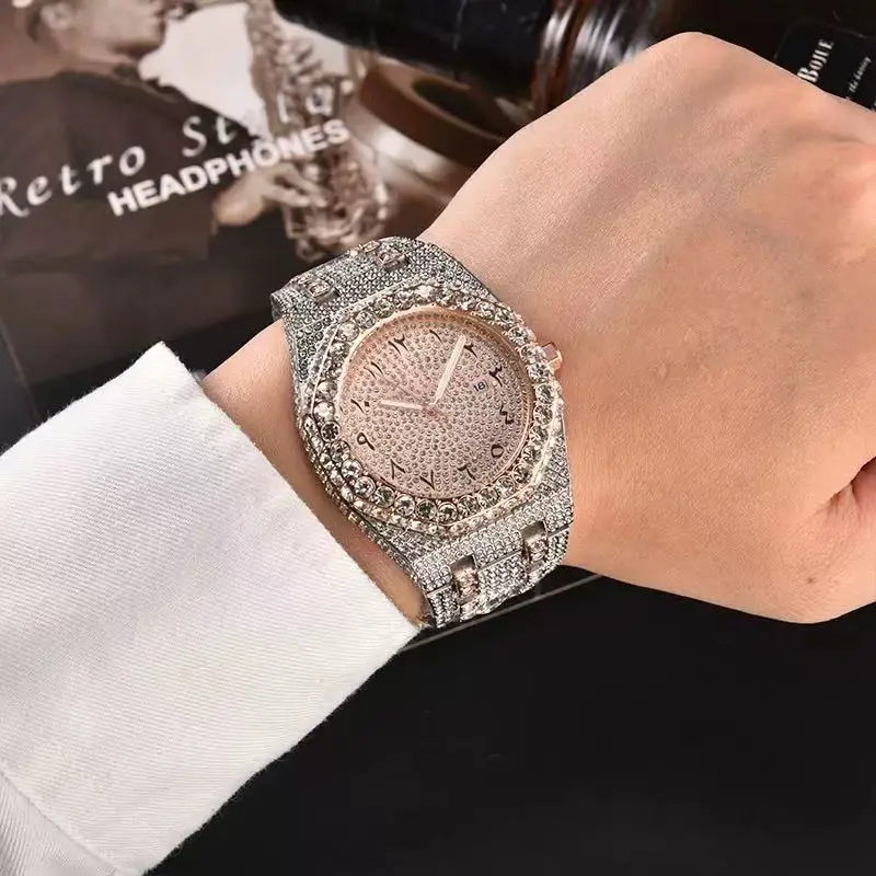 High quality iced out  wrist watch automatic waterproof bling bling