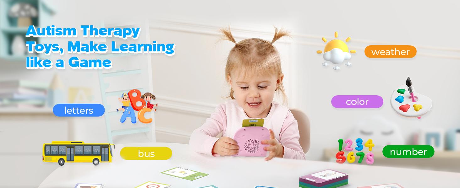 Mother's Day Pink Spanish and English Talking Flash Cards, Pocket Speech Therapy Tools with 510 Words, Montessori Language Learning Aids, Children's Sensory Learning Kits