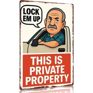 Private Property Sign Tinplate Decorative Signs Wall Art Poster 12x8inch for Home Office Garage Decoration Rustic Design Metal