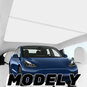 For Tesla Model Y 2020-2024 Upgrade Sunshade Roof Heat Insulation Sun Shade, Nano Ice-Crystal Coatings No Sagging No Gaps Foldable Glass Roof Interior Car Accessories