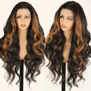 Body Wave Lace Front Wigs Synthetic 13x6 Transparent Lace Frontal Wig 26 Inch, Pre Plucked Knotless Hairline Glueless Wigs Free Part Wear and Go