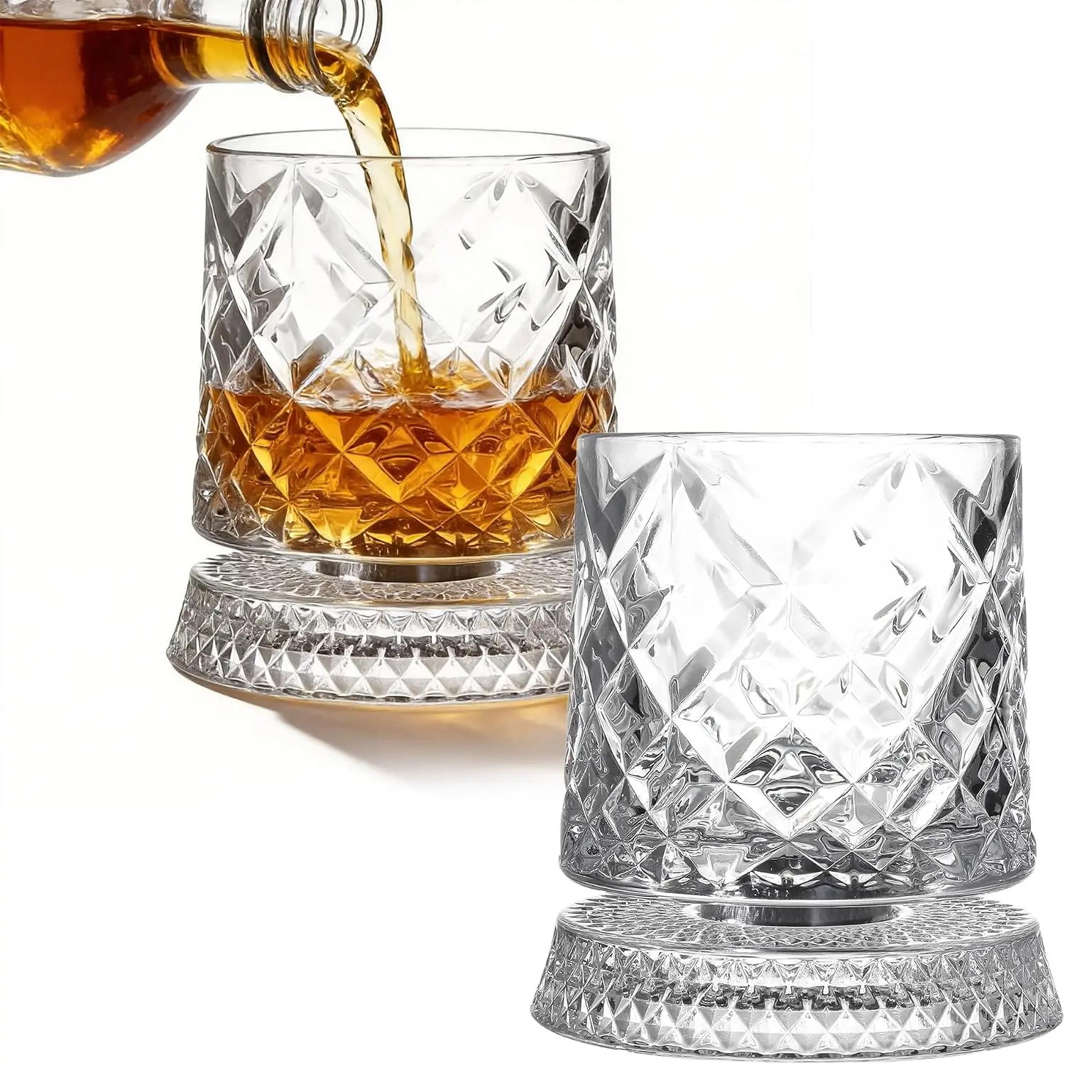 Luxury 360° Spinning Crystal Glass – Star-Cut Stress Relief Whiskey & Wine Glass, Elegant European Barware Gift，Rotating Glass Cup Spinning Glass Cup