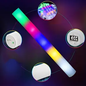 5LED Foam Sticks 48-Pack Multi Color Glow Sticks with 3 Flash Modes Battery-Powered Non-Rechargeable High-Reflective Polymer for Parties Music Festivals Graduations Christmas New Year Wedding Carnival Camping Party Decoration