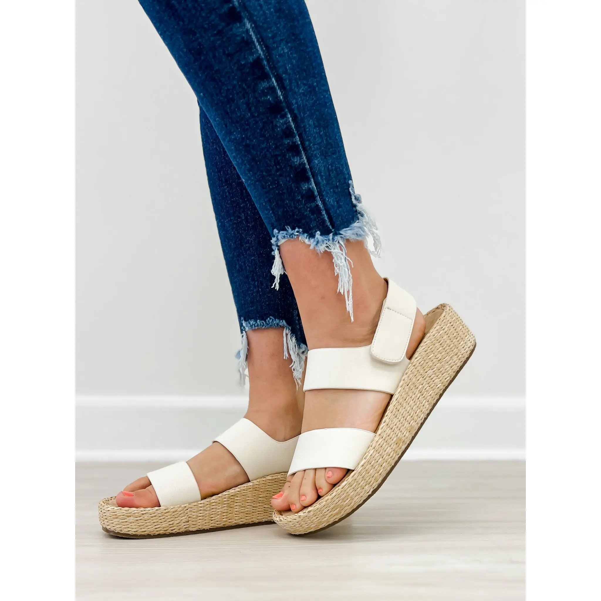 Corkys Heatwave Platform Sandals in White