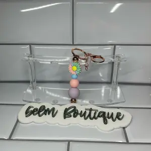 Pastel Flower Silicone Beaded Rose Gold Keychain