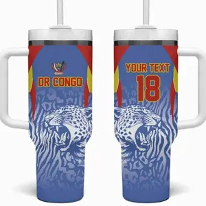 [ FAST SHIP 5Days]  DR Congo Football 2026 Tumbler With Handle Leopard Power Fan Style LT18
