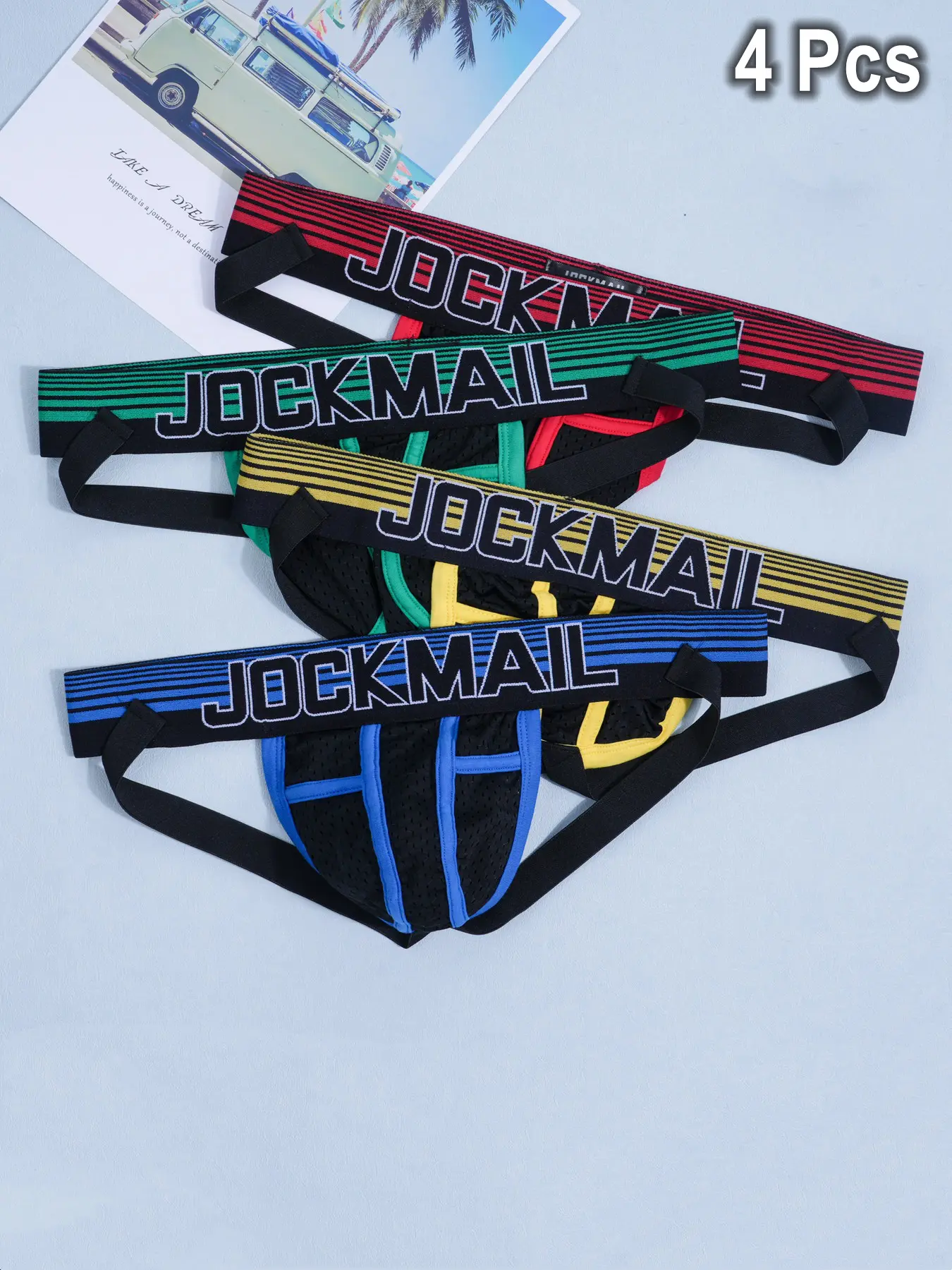 Men's Jockstrap Underwear, Breathable Mesh Fabric, Low Waist Design, Aesthetic, Fashion Color Block Striped Pattern, Comfortable Athletic Fit, Sportswear, Activewear, Menswear, Gym Jockstrap, Athletic Supporter Jockstrap