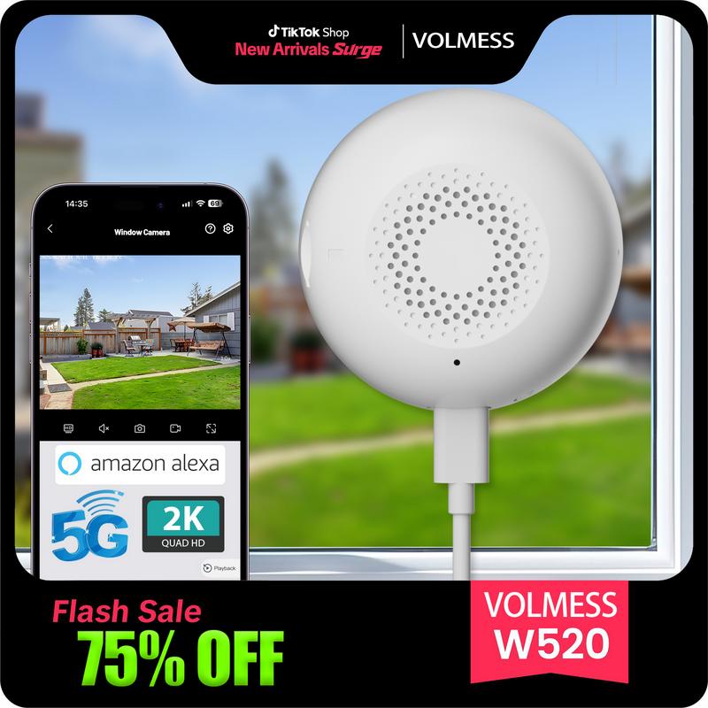 4K HD Wireless Window Camera, 5GHz&2.4GHz WiFi Indoor Cameras for Home Security Al Color Night Vision,Person,Pet,Vehicle & Motion Detection,24/7 Recording,Easy & Quick Install