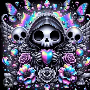 5D DIY Full Drill Round Diamond Painting - Diamond Art Kit Skull, Heart, Butterfly Mosaic, Canvas - DIY Decorative Painting, Home Wall Decor, Perfect for Valentine's Day, Independence Day, Birthdays, and Anniversary Gifts, Handmade Gifts., Halloween