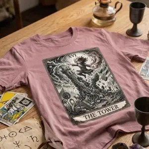 Women's Casual Short-Sleeve T-Shirt, Womenswear Top - "The Tower: Destruction is the Prelude to Transformation"