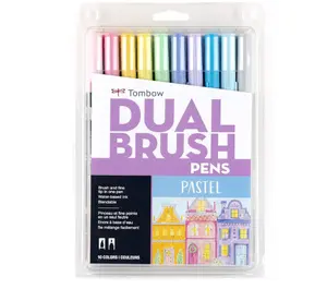 Tombow 56187 Dual Brush Pen Art Markers, Pastel, 10-Pack. Blendable, Brush and Fine Tip Markers