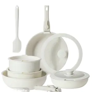 12 pc Pots and Pans Non-Stick Set with Lid, Includes 3 Bowls, Ideal for Snacks and Leftovers - Nata