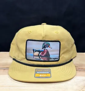 Richardson Wood Duck Richardson 256 Umpqua Patch Trucker Hat Biscuit/Black - Flip-Up Buckram & 5mm Rope - UPF 50+ Sun Protection - Hand Stitched in NC