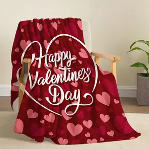 Valentines Day Throw BlanKet Dark Red Pink Heart Pattern Soft Lightweight Fuzzy Plush Fleece Blankets 40x50BLANKET