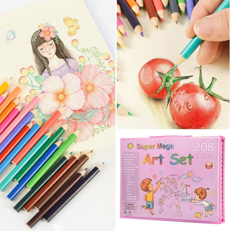 208pcs Super Large Art Set for Kids, Colorful Art Supplies, Crayons, Colored Pencils, Markers, Perfect Gift for Children