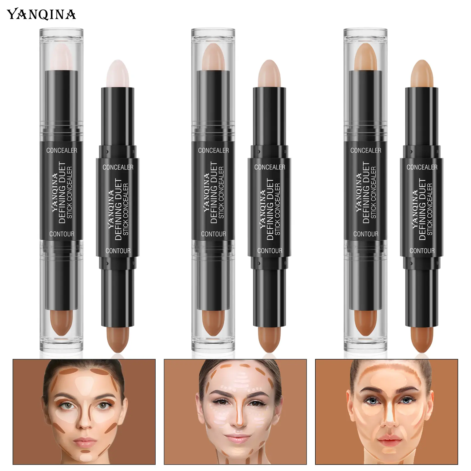2-in-1 Contour and Highlighter Cream Stick - Compact Double-Ended Bronzer Pencil for Facial Contouring Makeup, Cheek Sculpting Bronzers, Radiant Lightweight Daily Makeup Tool