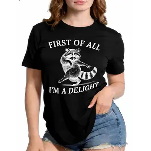 Funny Raccoon Graphic T-Shirt 100% Premium Cotton - Humorous Sarcastic Everyday Wear Tee, Playful