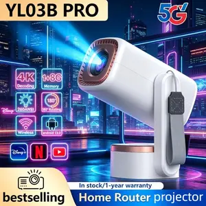 YL03B Pro Projector  4K/1080P Projector 2+16GB 8000 Lumens HD 150 Inch Screen Dual Portable  180° Rotation WiFi6 BT 5.0 Android 13, Smart Projector tv stick portable projector