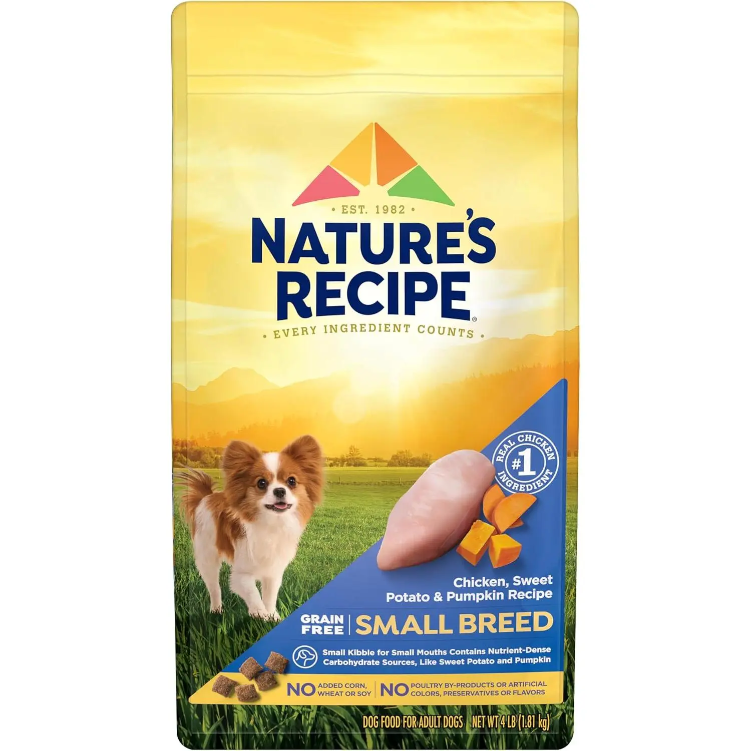 Nature's Recipe Grain Free Small Breed Dry Dog Food, Chicken, Sweet Potato & Pumpkin Recipe, 4 lb. Bag
