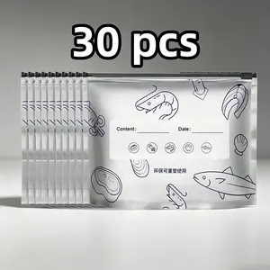 30 pcs Multi-Size Aluminum Foil Food Storage Bags – Heavy-Duty Reusable Stand-Up Pouches with Leakproof Zipper, Airtight, Tear-Resistant, Resealable Kitchen Containers for Camping, Outdoor & Meat Storage