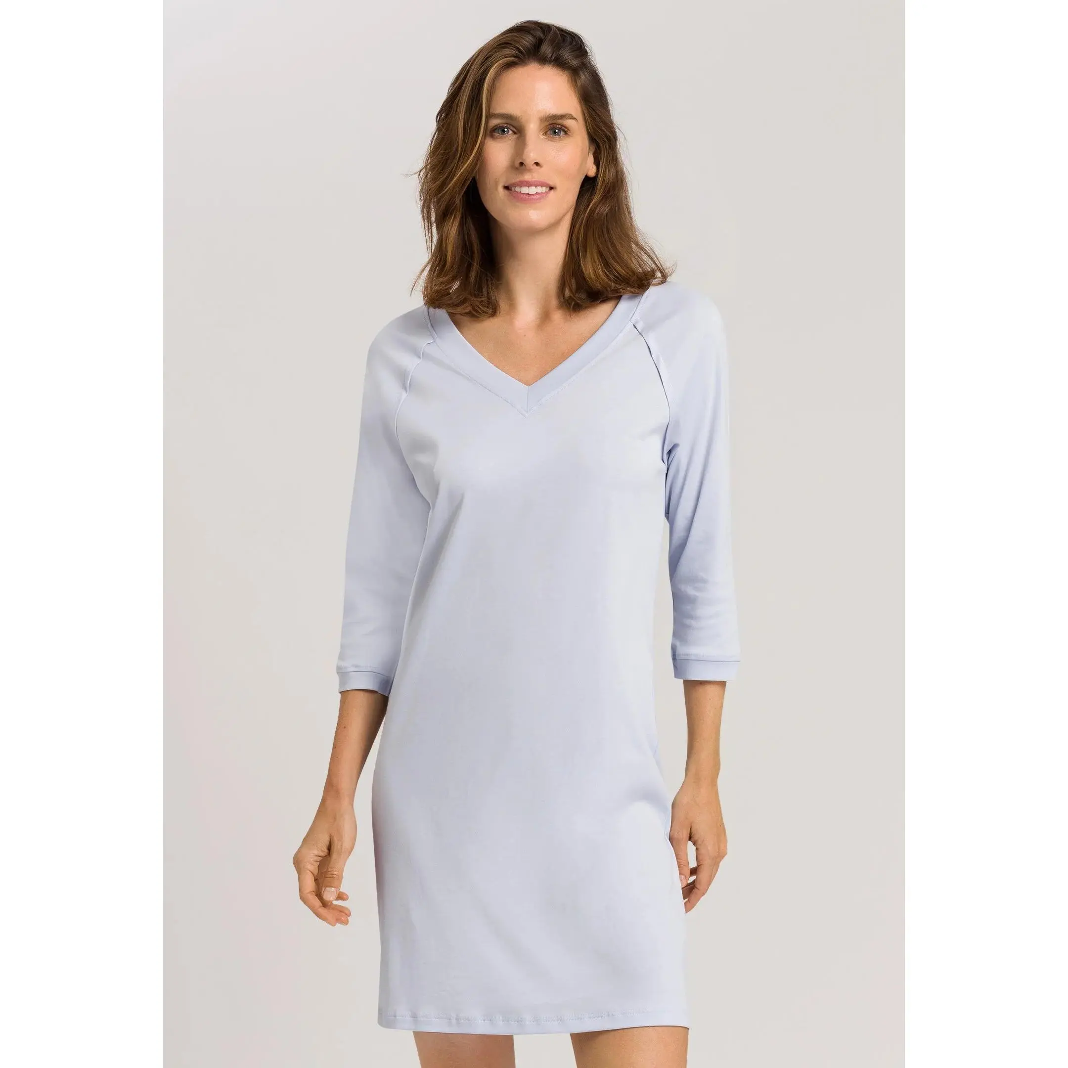 Women's Hanro Pure Essence Fit Cotton 3/4-Sleeve Comfy Gown - 1-Piece Casual Loungewear Nightwear, Style