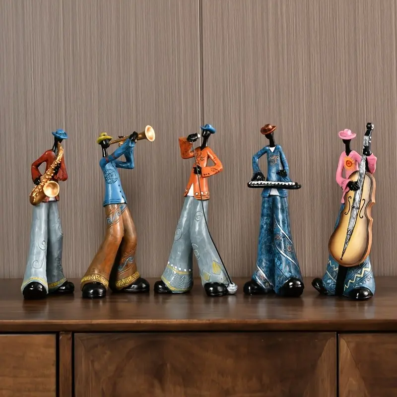 Creative Retro Band Art Figurines, Resin Sculptures, Musical Figures, Decoration Figure, Collectible Figurine for Living Room Bookshelves, TV Cabinets, Wine Cabinets, Light Luxury Decorative Items