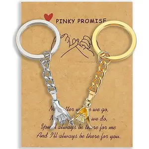 Flash 2pcs Pinky Promise Gift Matching Couple Gifts Valentines Day Gifts for Him Her Boyfriend Girlfriend Best Friend Matching Keychains for Couples Wife Husband Birthday Gifts
