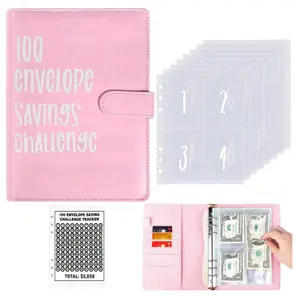 100 Envelope Savings Challenge Binder, Complete Cash Envelope Savings Planner Kit with Tracker Sheets, Stickers & Cash Envelopes, Helps You Save $5050, Budget Organizer for Financial Goals