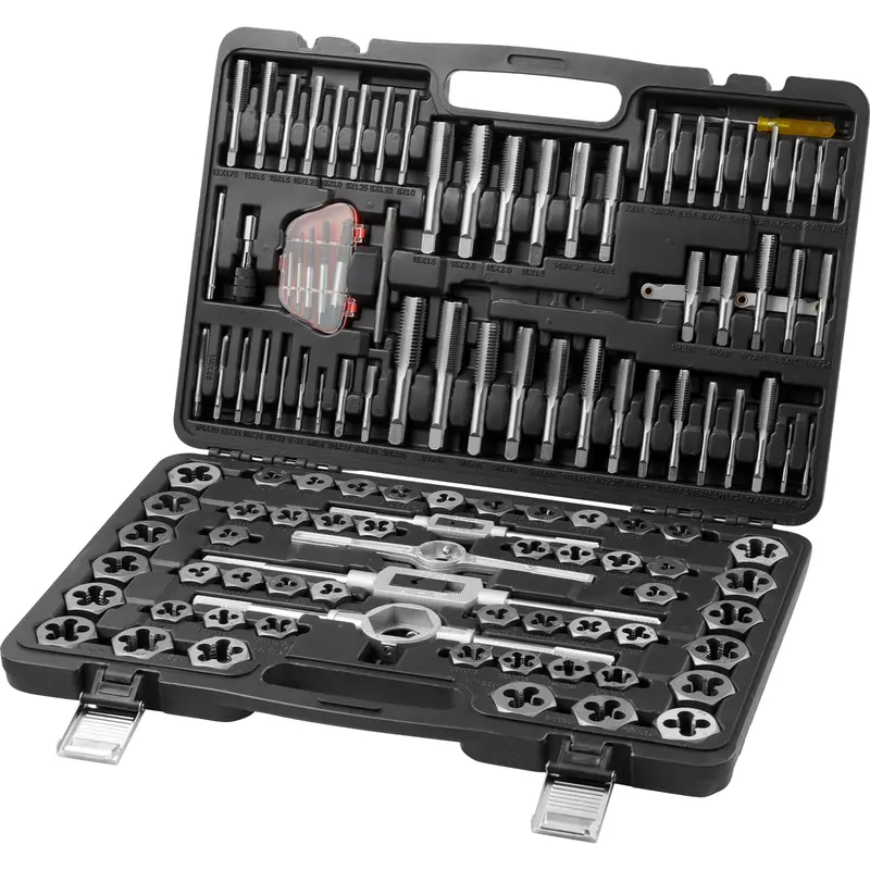 【toolupgrade】VEVOR 116-Piece Tap and Die SetBearing Steel Hand Tools with Metric & SAE SizesHardware Threading Tool for Cutting External & Internal ThreadsComplete Accessories & Storage Case, Tool Kit Set