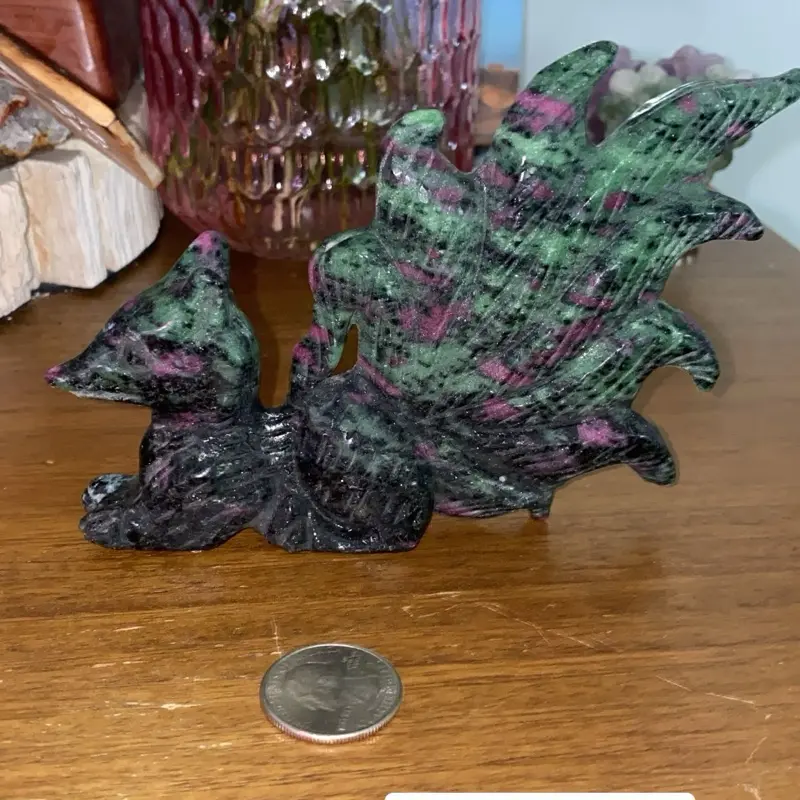 Ruby Zoisite 9 Tail Fox Carving