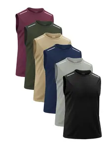 Men's Breathable Lightweight Sleeveless Vest Set, Loose Fit Quick-Dry Round Neck Top, Gym Training Running Shirt, Casual Sports Wear