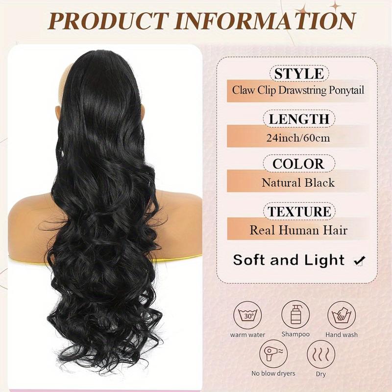 2025 Wholesale Fashion Human Hair Body Wave Ponytail Extensions 8-28 Inch - Natural Black Brazilian Hair Claw Clip Ponytails for Women, Easy Install No Glue Hairpiece for Casual & Formal Outfits, Versatile Hairpiece, Sleek Ponytail, Secure Fit Ponyta