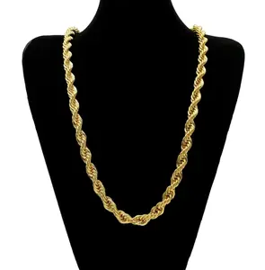 Rope Chain Necklace, Unisex Hip-Hop Style 10mm Wide Alloy Link Chain for Casual Daily Wear, 24 Inch Streetwear Jewelry with Lobster Clasp men