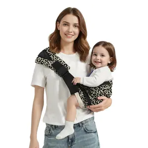 Baby Sling Carrier Newborn to Toddler, Adjustable Toddler Carrier Sling Baby Carrier Toddlers Sling Carriers Hip Carriers for 8-40lbs, Beige Leopard Print