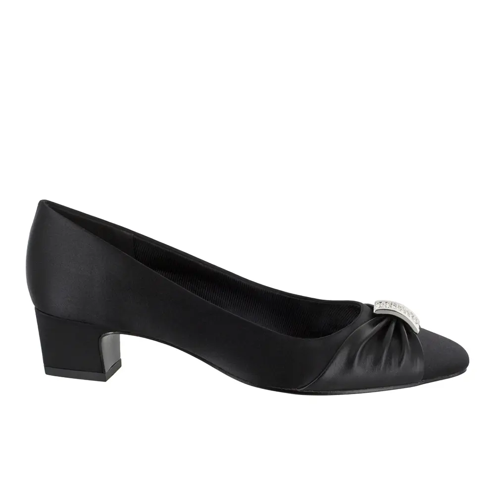 Easy Street Womens Eloise Rhinestone Block Pumps Dress Casual Mid Heel 2-3" - Black