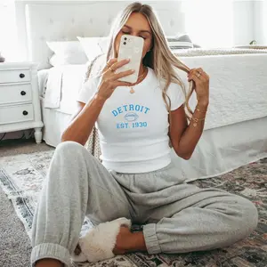 Detroit Football Baby Tee for Women, Detroit Baby Tee, Gift for Lion Fan, Detroit Gift for Women, Trendy Top, Athletic Gear